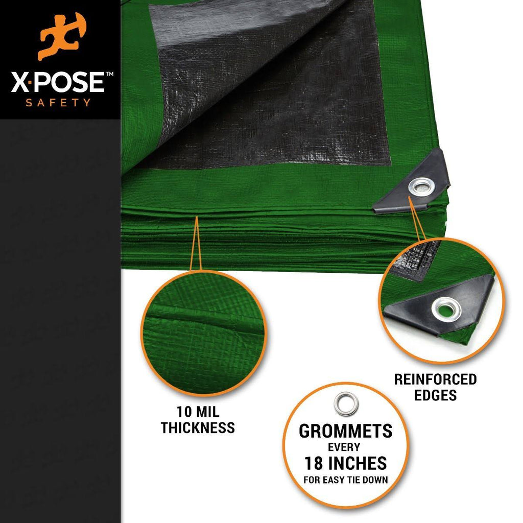 Heavy Duty Green/Black Poly Tarps 25' x 40' F797772
