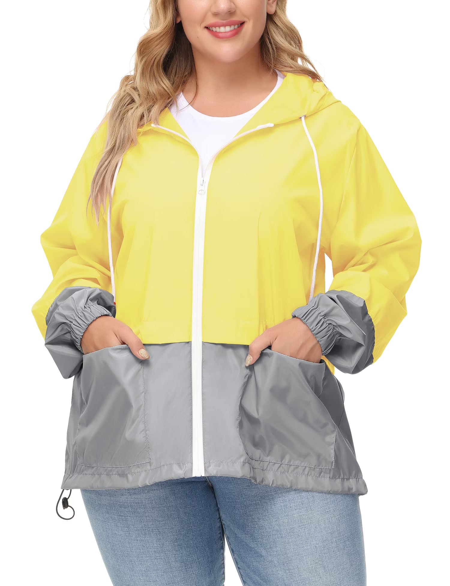 Plus Size Waterproof Hooded Rain Jacket J8796