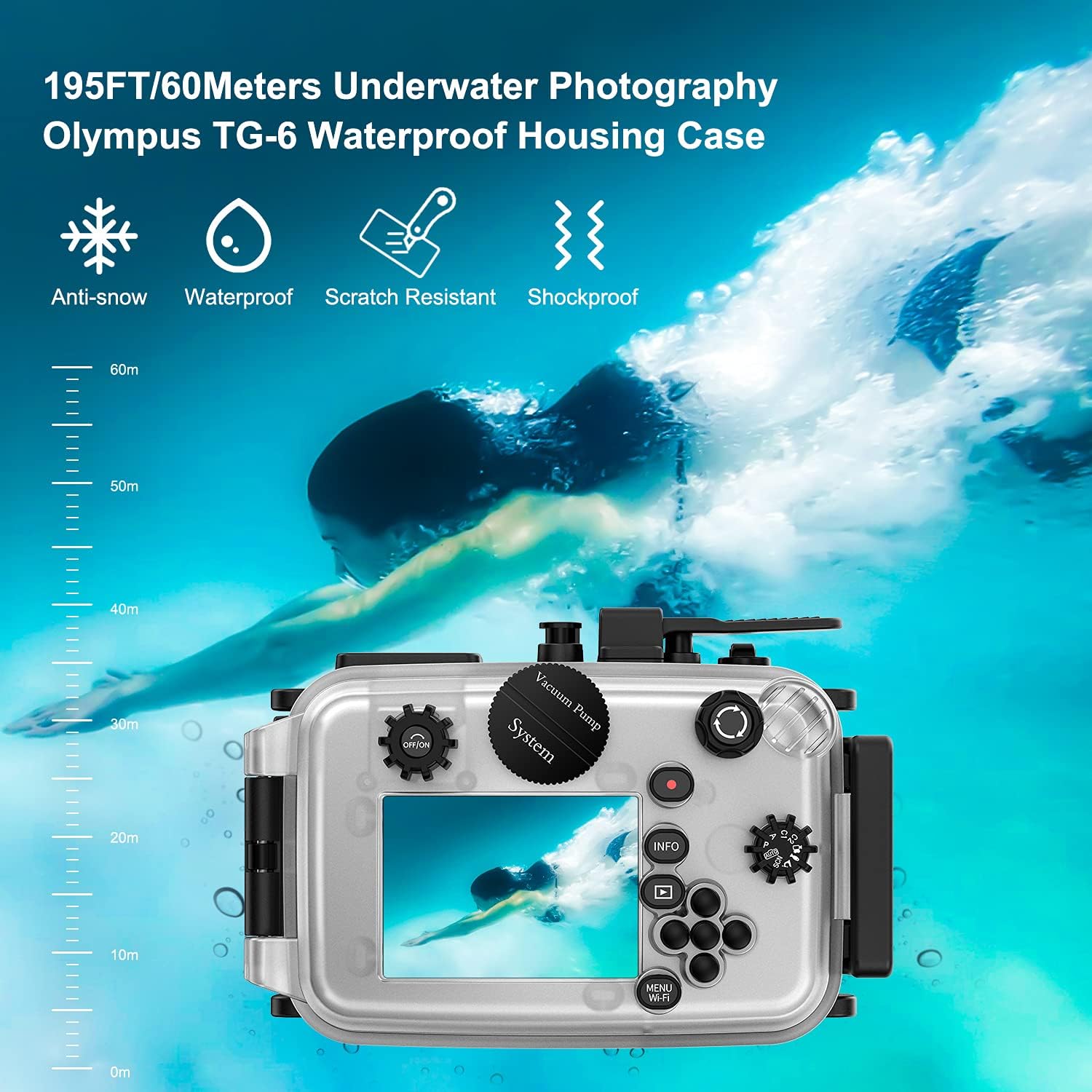 Black Waterproof Diving Case for Olympus TG-6 J44954