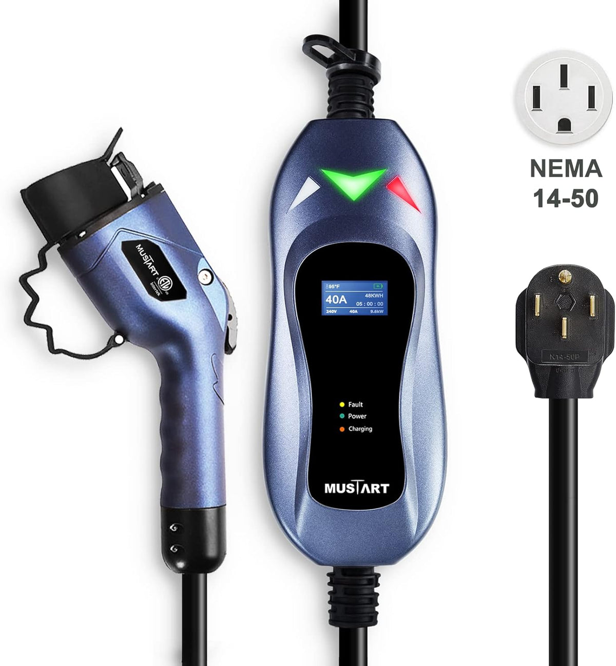 Portable EV Charger 40 Amp 240 Volt 25ft Cable with NEMA 14-50P S816