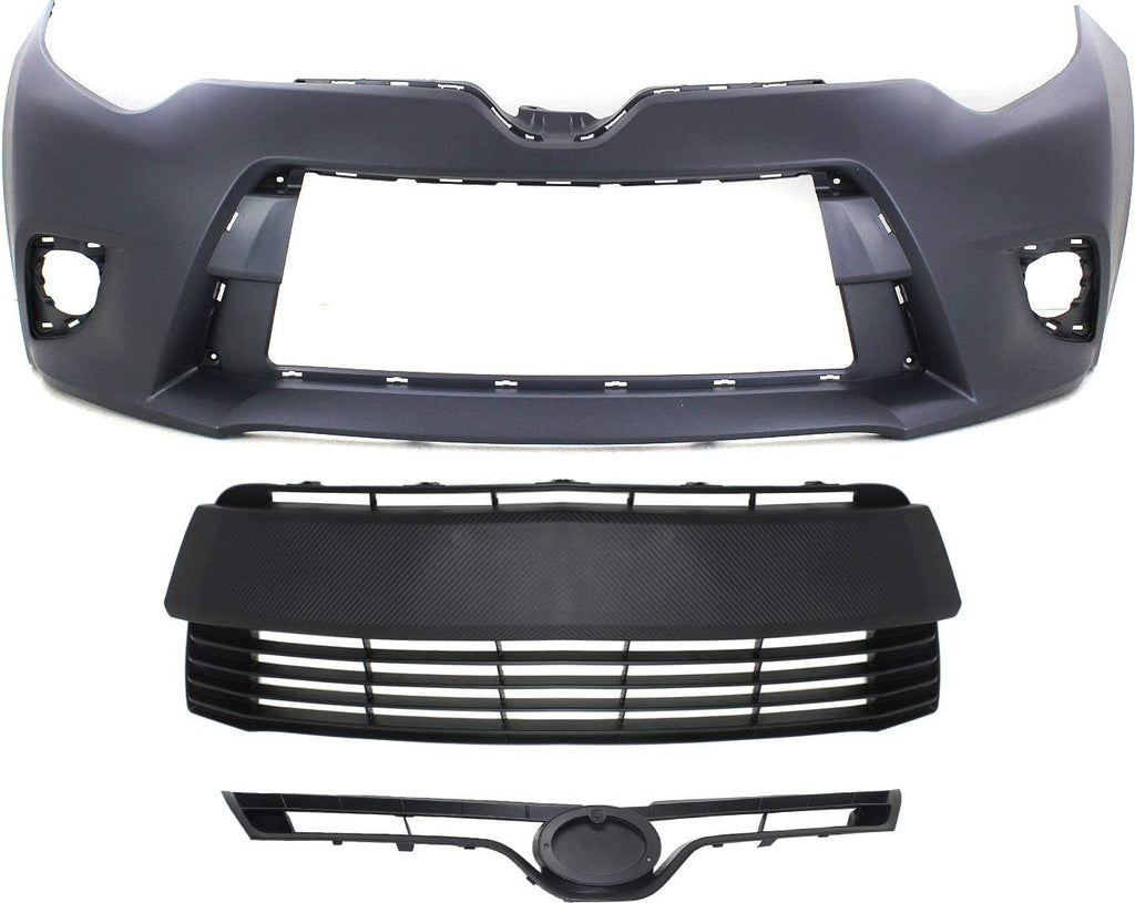 Front Bumper Cover and Grille Assembly Set of 3 X8414