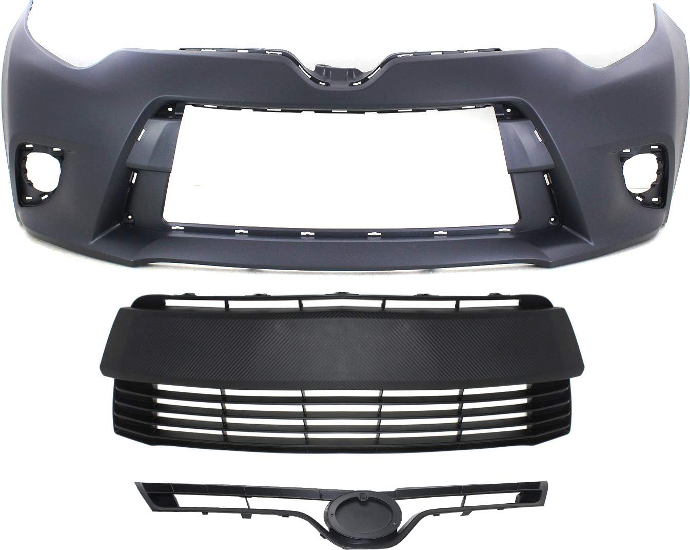 Front Bumper Cover and Grille Assembly Set of 3 X8414