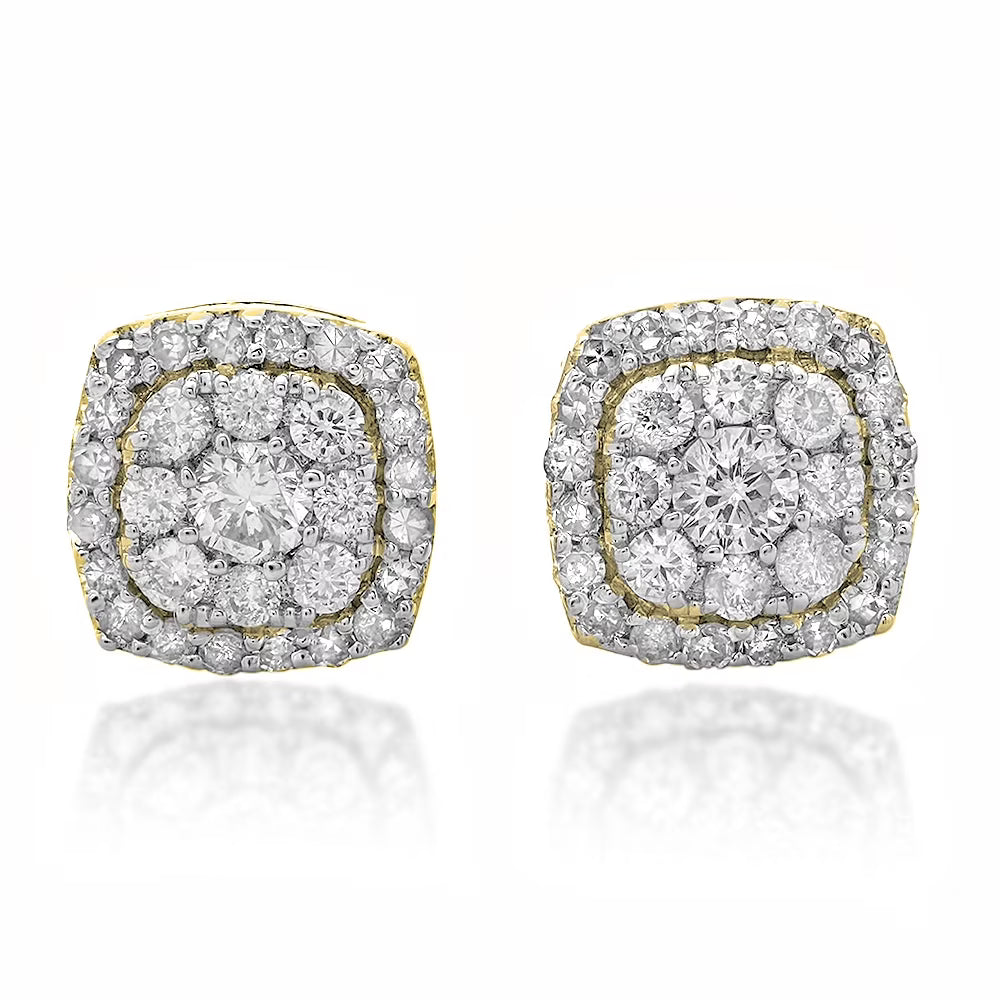 14K Yellow Gold 0.50 Carat Diamond Cluster Stud Earrings N6698