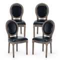 Black Leather Dining Chairs Set of 4 with Solid Wood Legs F93714