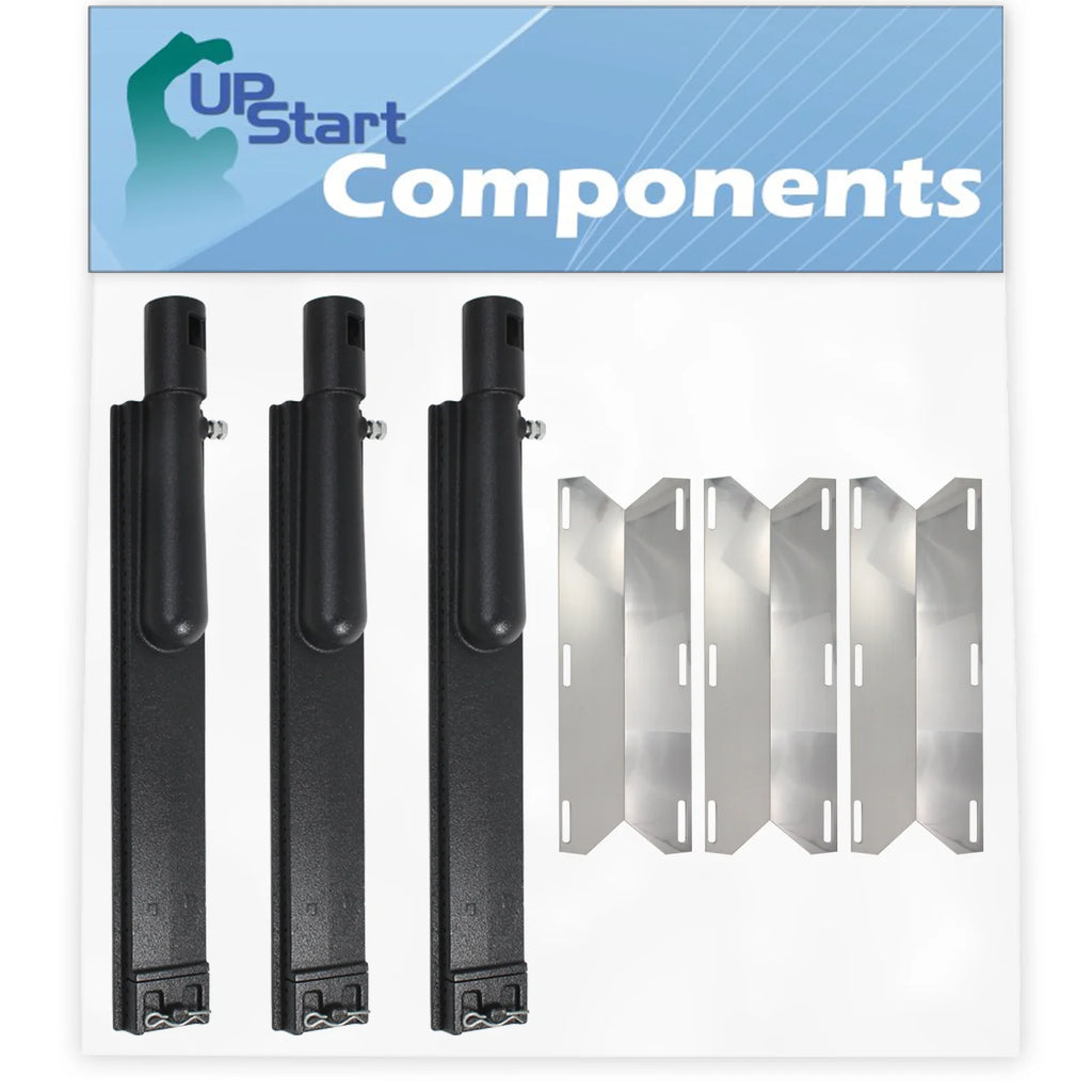 3-Pack BBQ Gas Grill Tube Burner & Heat Shield Plate Replacement Parts T196040