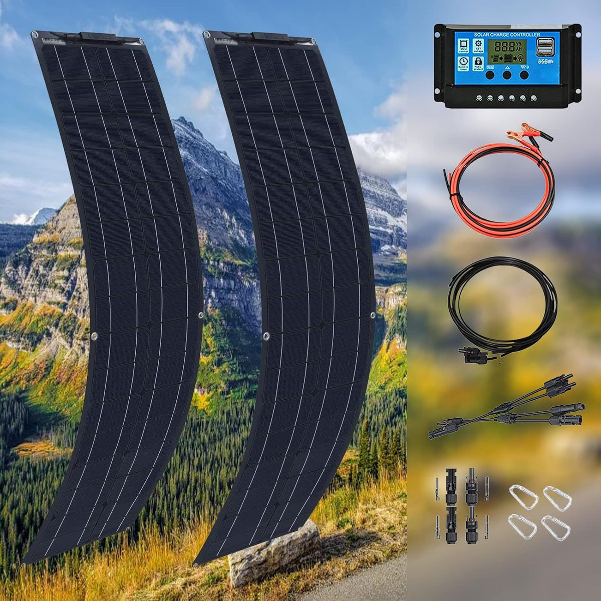 800W Flexible Monocrystalline Solar Panel Kit with 40A Controller C74007