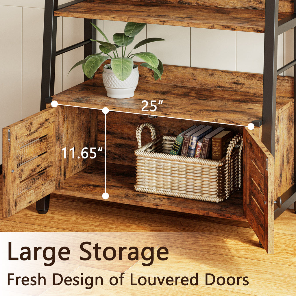 3-Tier Ladder Shelf with Louvered Doors V340