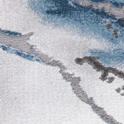 Abstract Marble Area Rug, 5'3" x 5'3" Square, Grey/Blue O653662