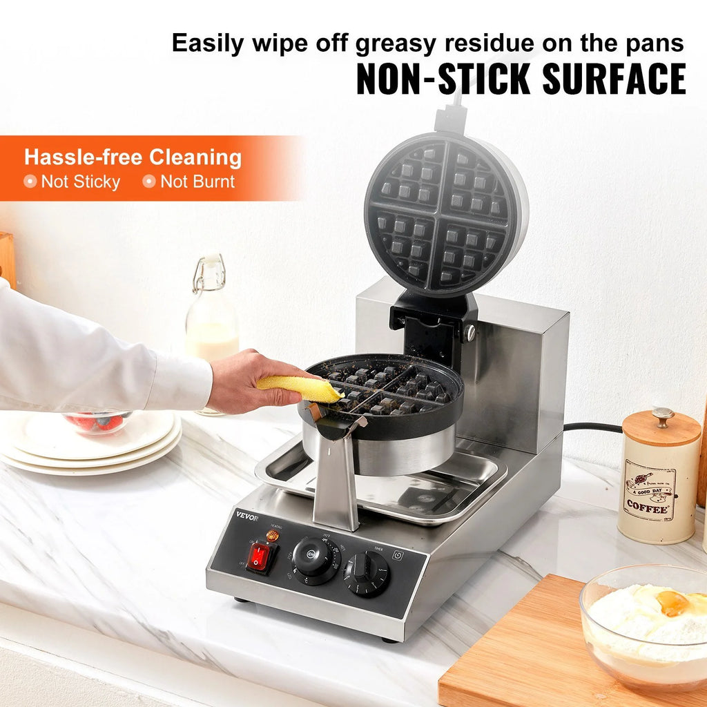 Round Waffle Maker 1300W Non-Stick Waffle Iron D92139