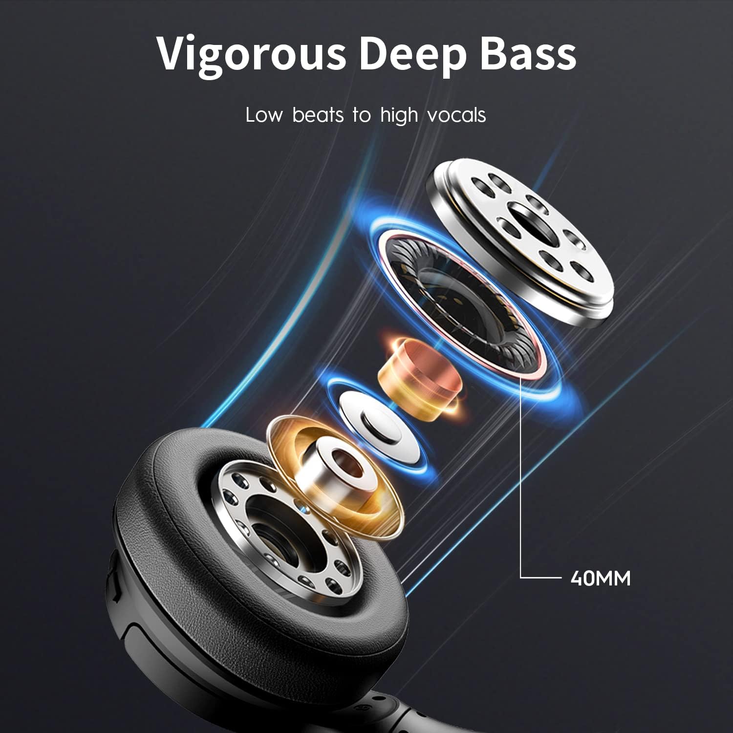 Wireless Over Ear Bluetooth Headphones with Microphone and Portable Case P210