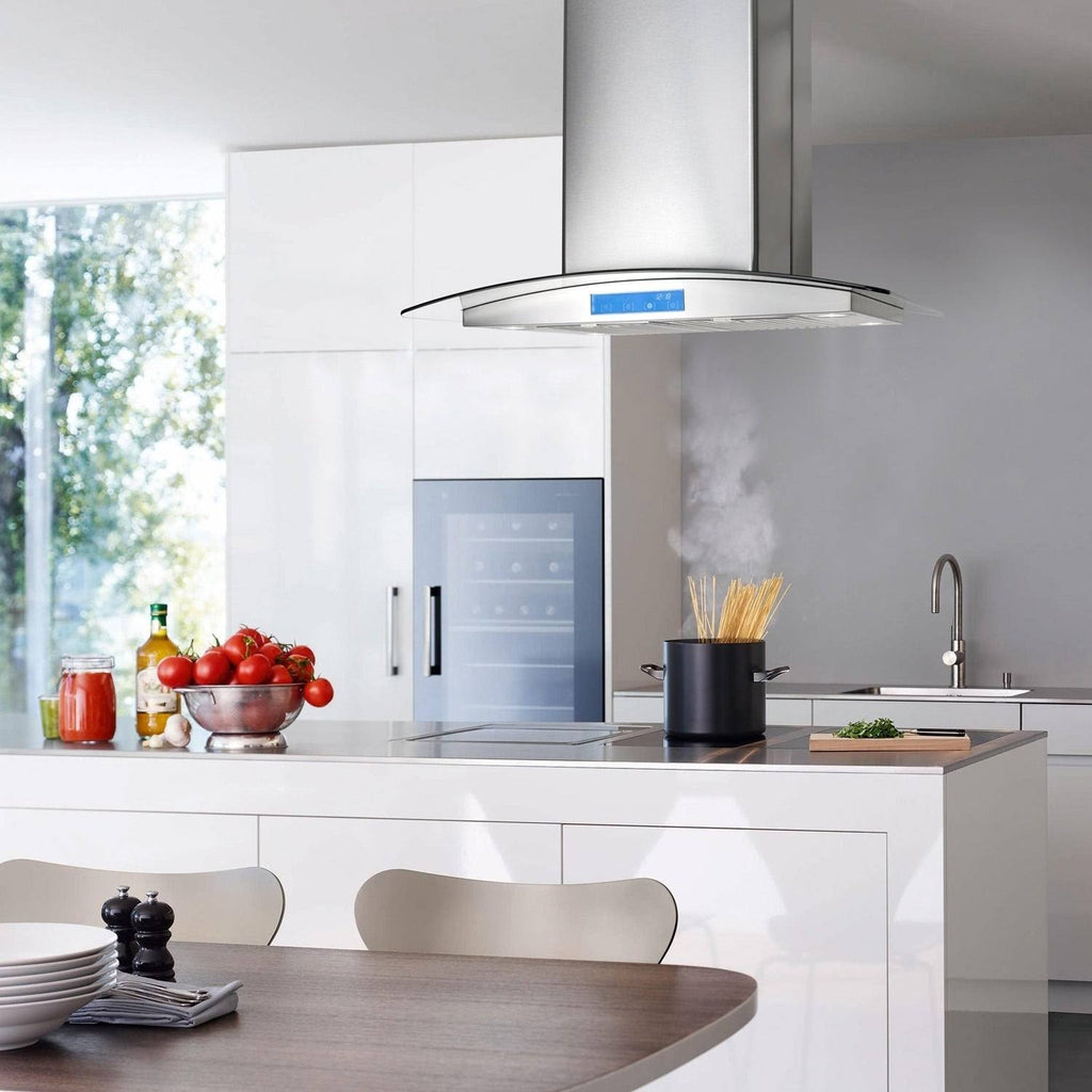 Stainless Steel 30-Inch Ducted Island Mount Range Hood V603