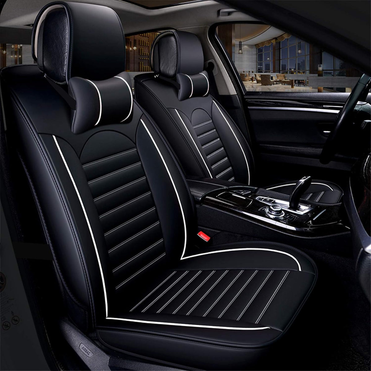 Khaki Brown 2PCS Leather Car Seat Covers V171