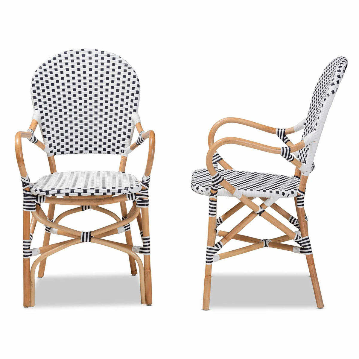 Black and White Rattan 2-Piece Dining Chair Set K53789