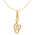 14K Yellow Gold Treble Clef Pendant Charm with Rope Chain Necklace 16'' L33071