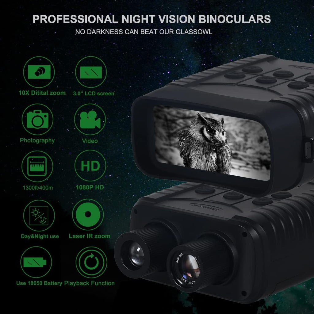 Digital Night Vision Binoculars Infrared Goggles 10X Zoom HD Photo 1080P Video 3.0 LCD Screen 32GB SD Card O9953