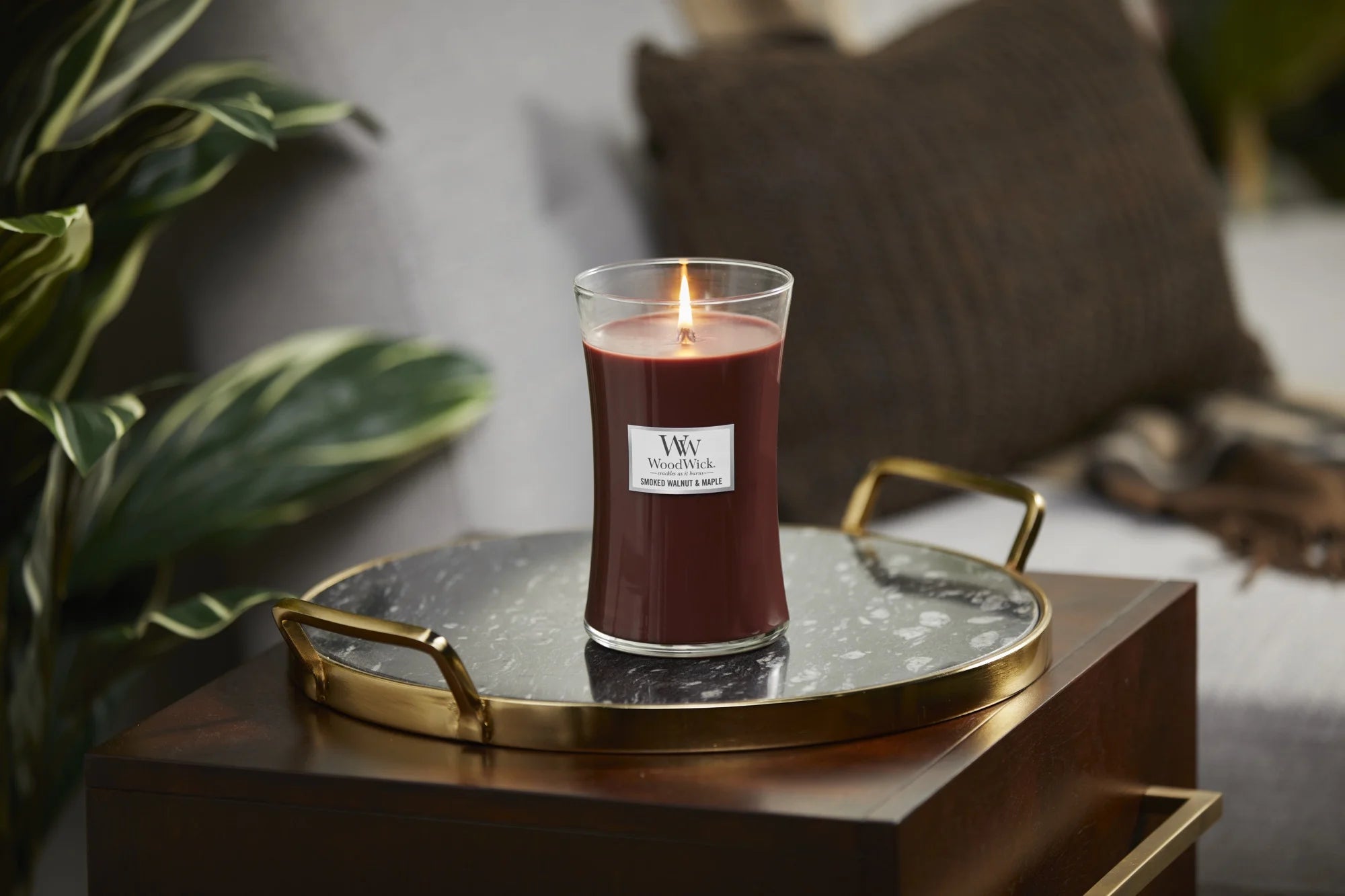 Smoked Walnut & Maple Large Hourglass Candle A697092