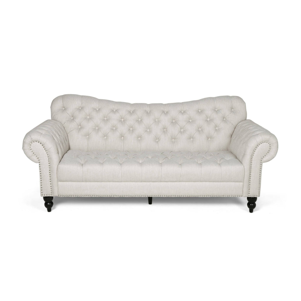 Charcoal Button Tufted Fabric 3 Seater Sofa C33972