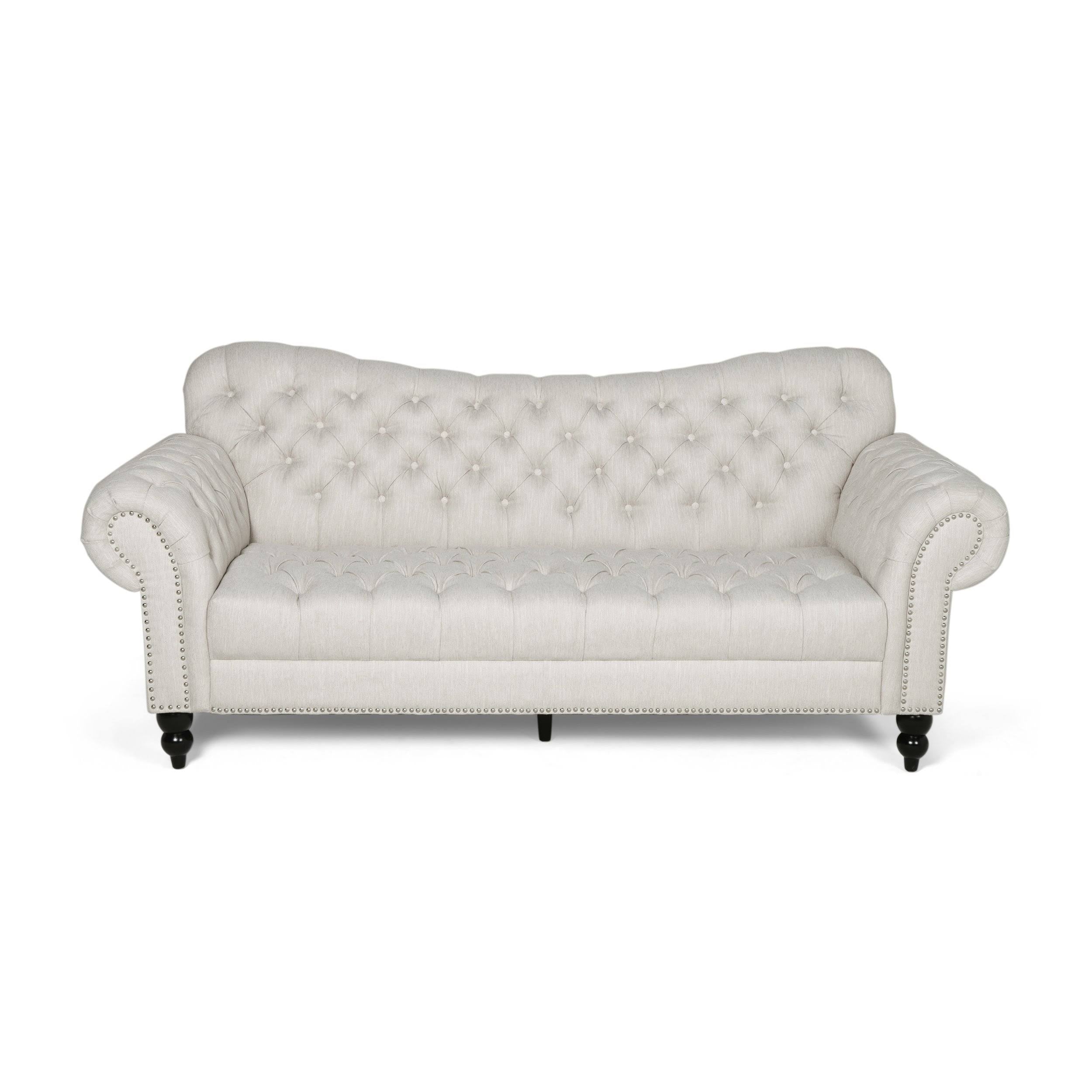 Charcoal Button Tufted Fabric 3 Seater Sofa C33972