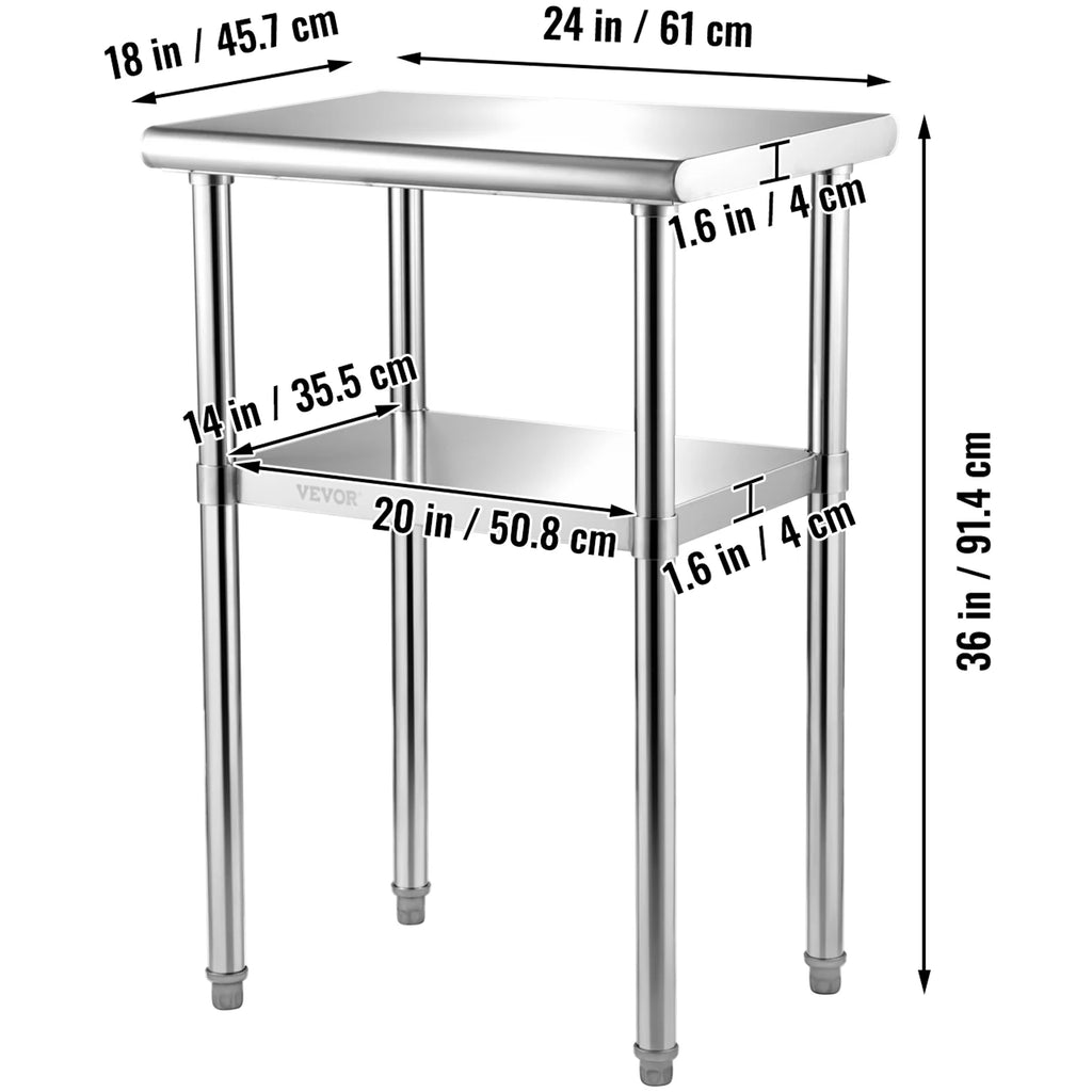 Stainless Steel Prep Table with Adjustable Undershelf T7583