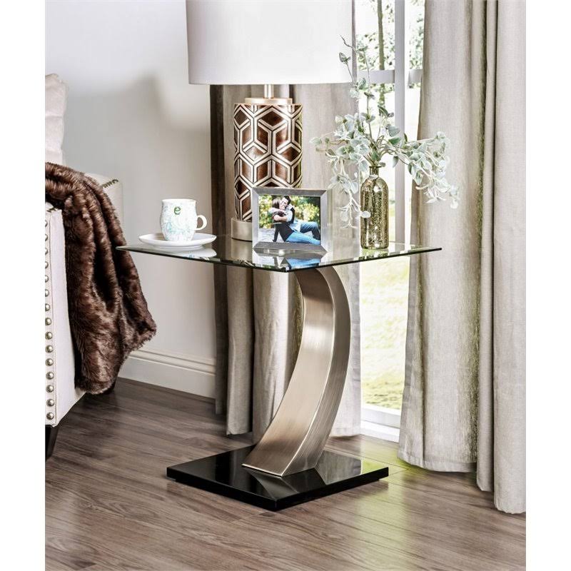 Glass Top End Table in Satin G16602