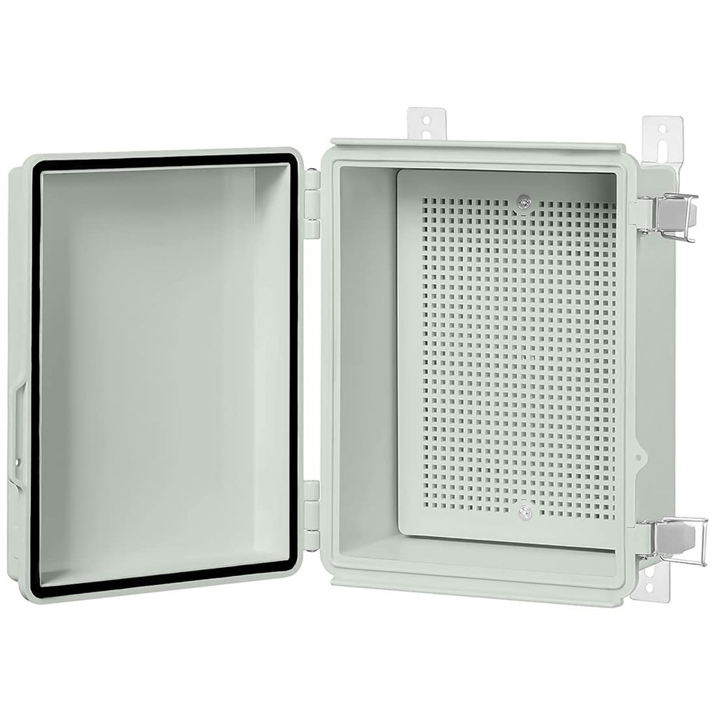 ABS Junction Box Hinged Cover Stainless Steel Latch IP67 Waterproof Plastic Universal Enclosure 8.7x6.7x4.3 inch P639