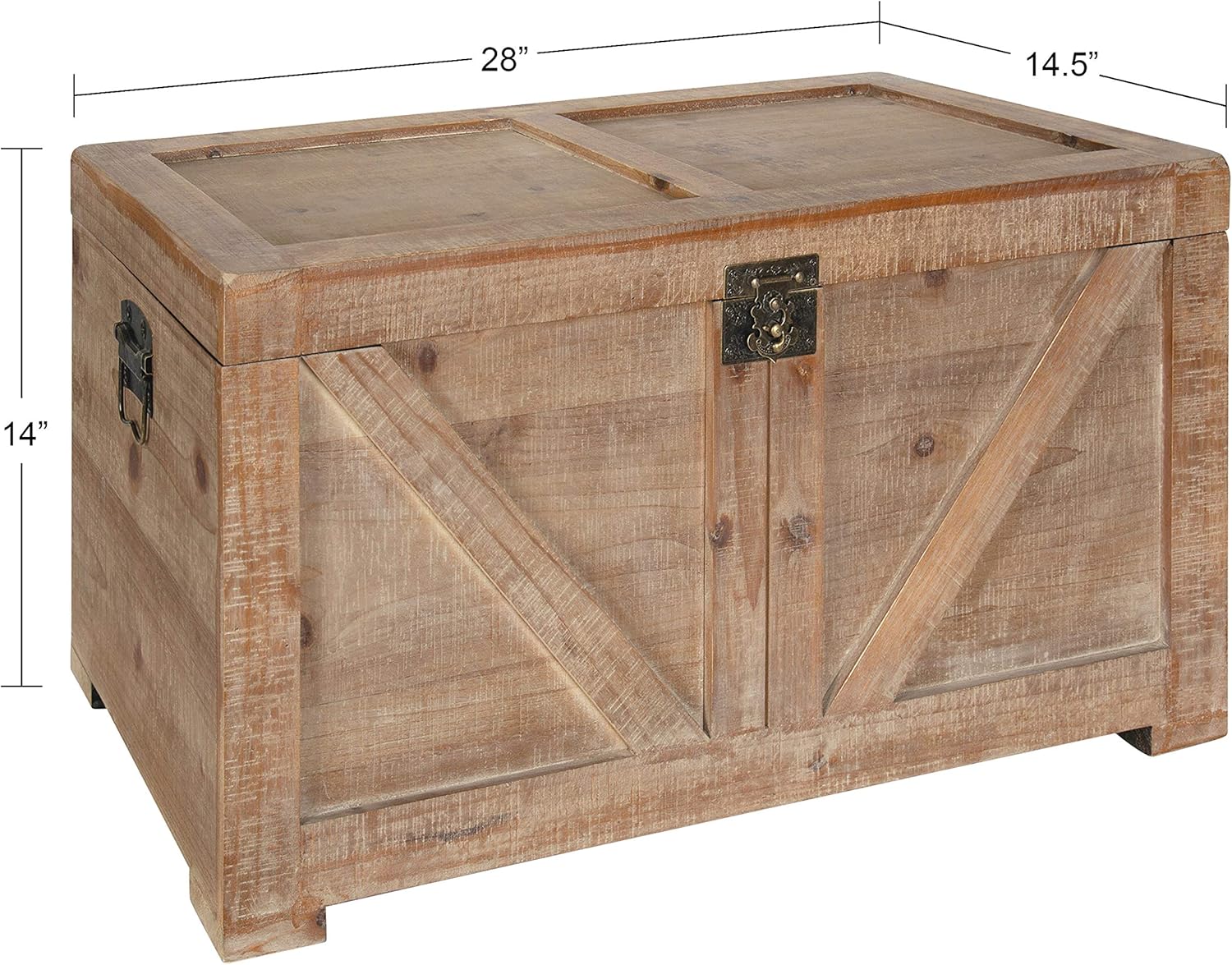 Antique White Wooden Storage Chest Trunk with Brass Hardware A6162