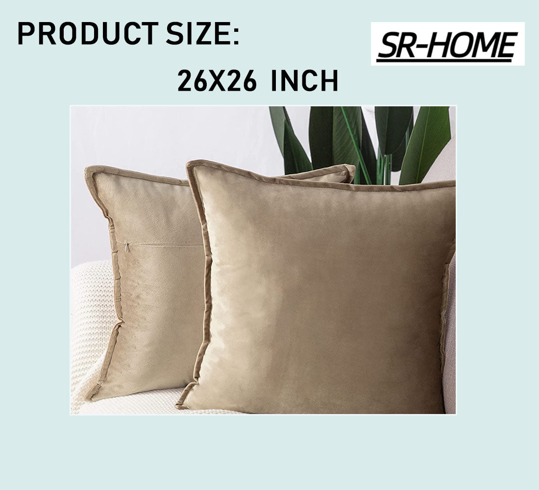 Set of 2 Velvet Decorative Throw Pillow Covers Square with Fringe Cushion Case H8183