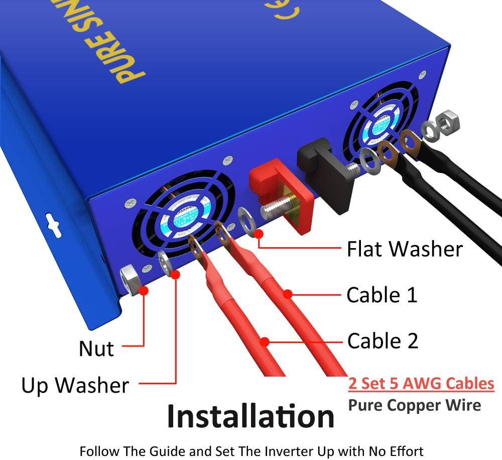 2000W Pure Sine Wave Power Inverter 12V to 120V AC with LED Display N173071