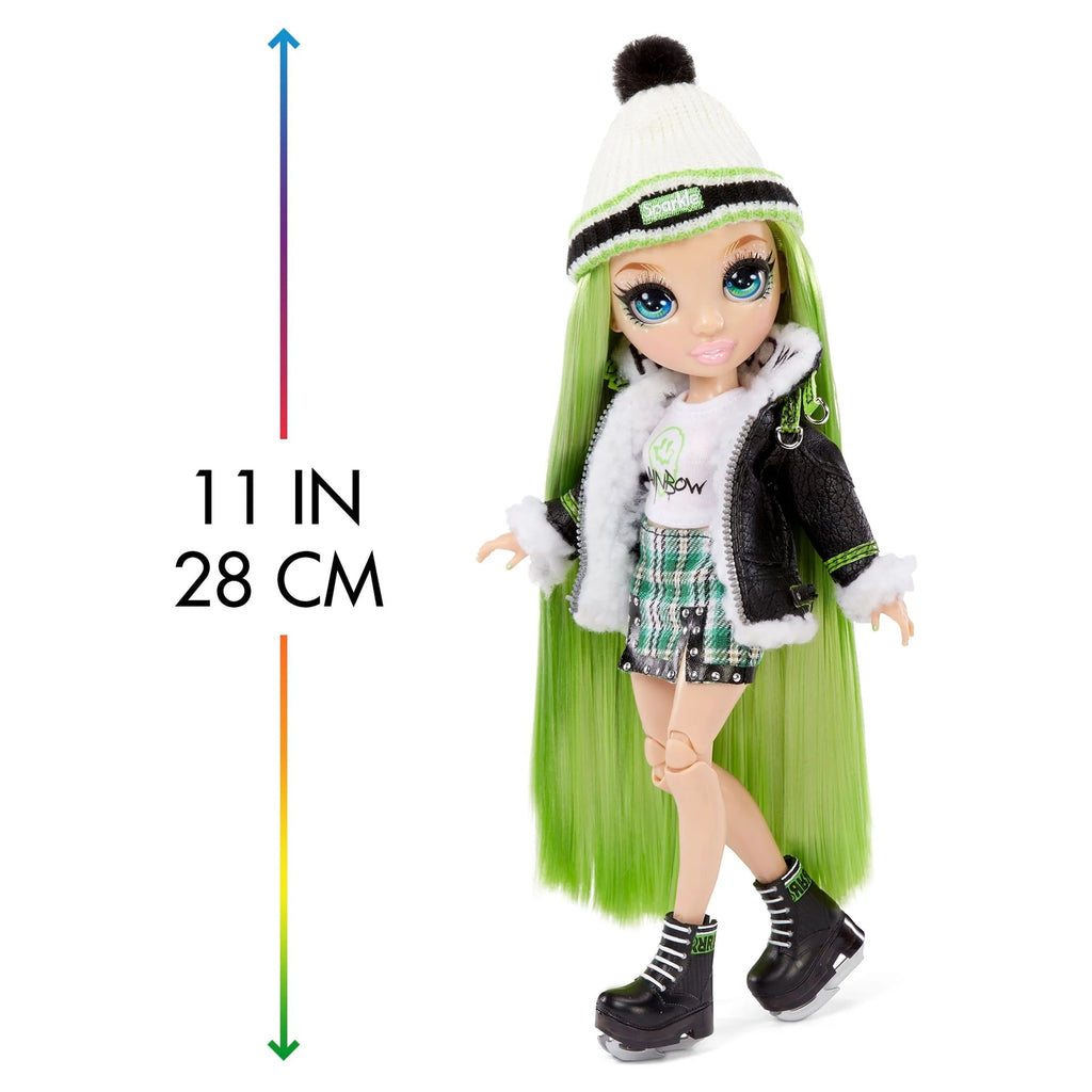 Green Winter Break Fashion Doll and Playset with 2 Complete Doll Outfits, Snowboard and Winter Doll Accessories U376