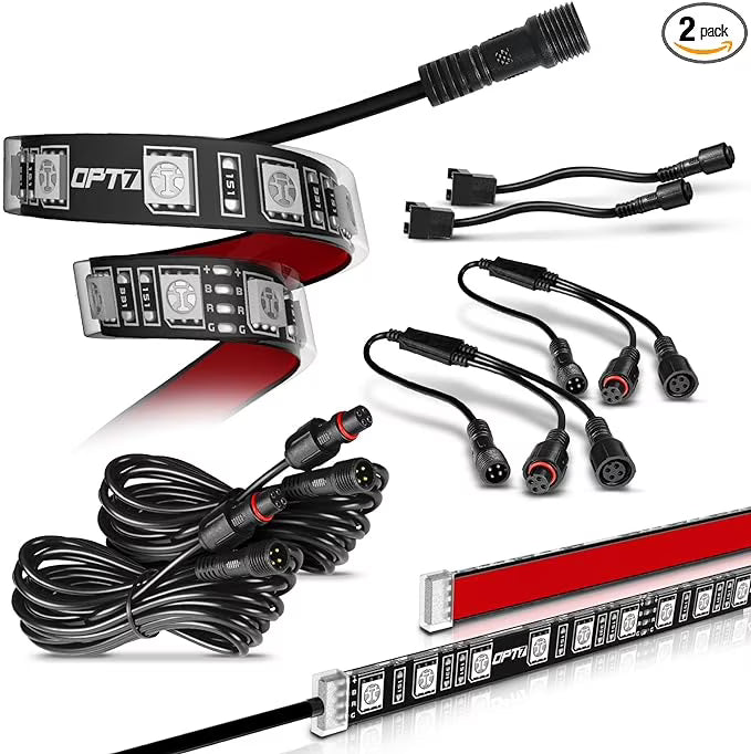 2pc 12” LED Strips with Splitters and Extension Wires W104