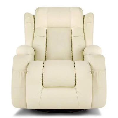 White Faux Leather Manual Glider Recliner X2076