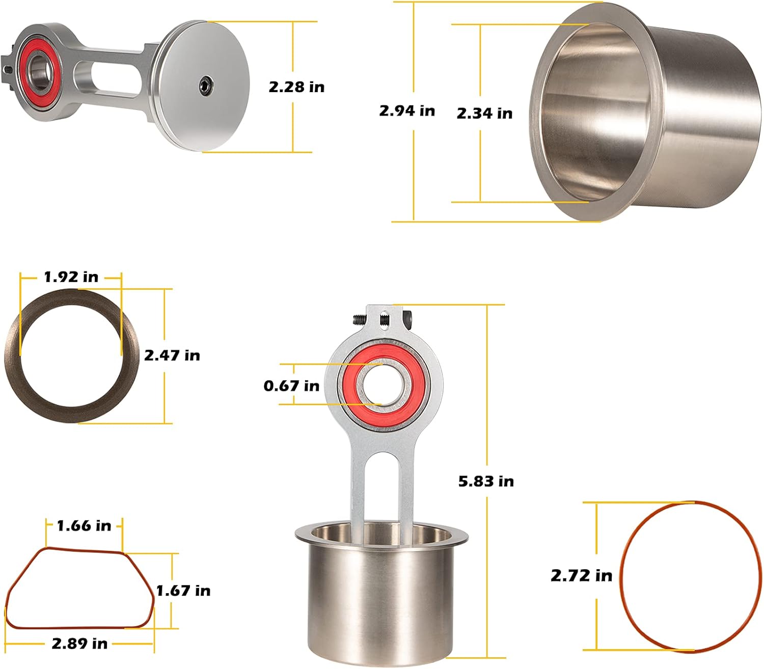 Compressor Piston Kit Connecting Rod Replacement Kit for Oil Free Air Compressor Pump J629510