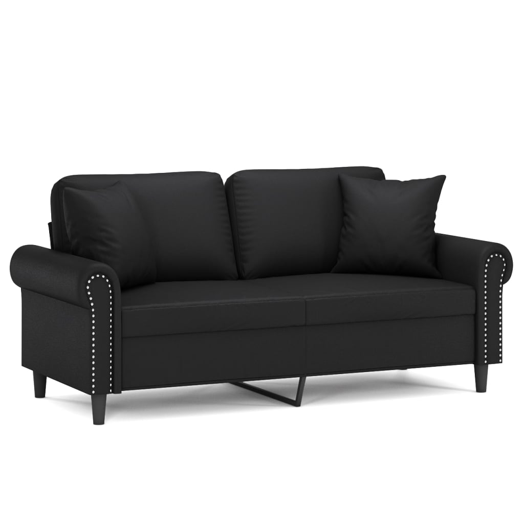 Black 55.1" Faux Leather 2-Seater Sofa I472598