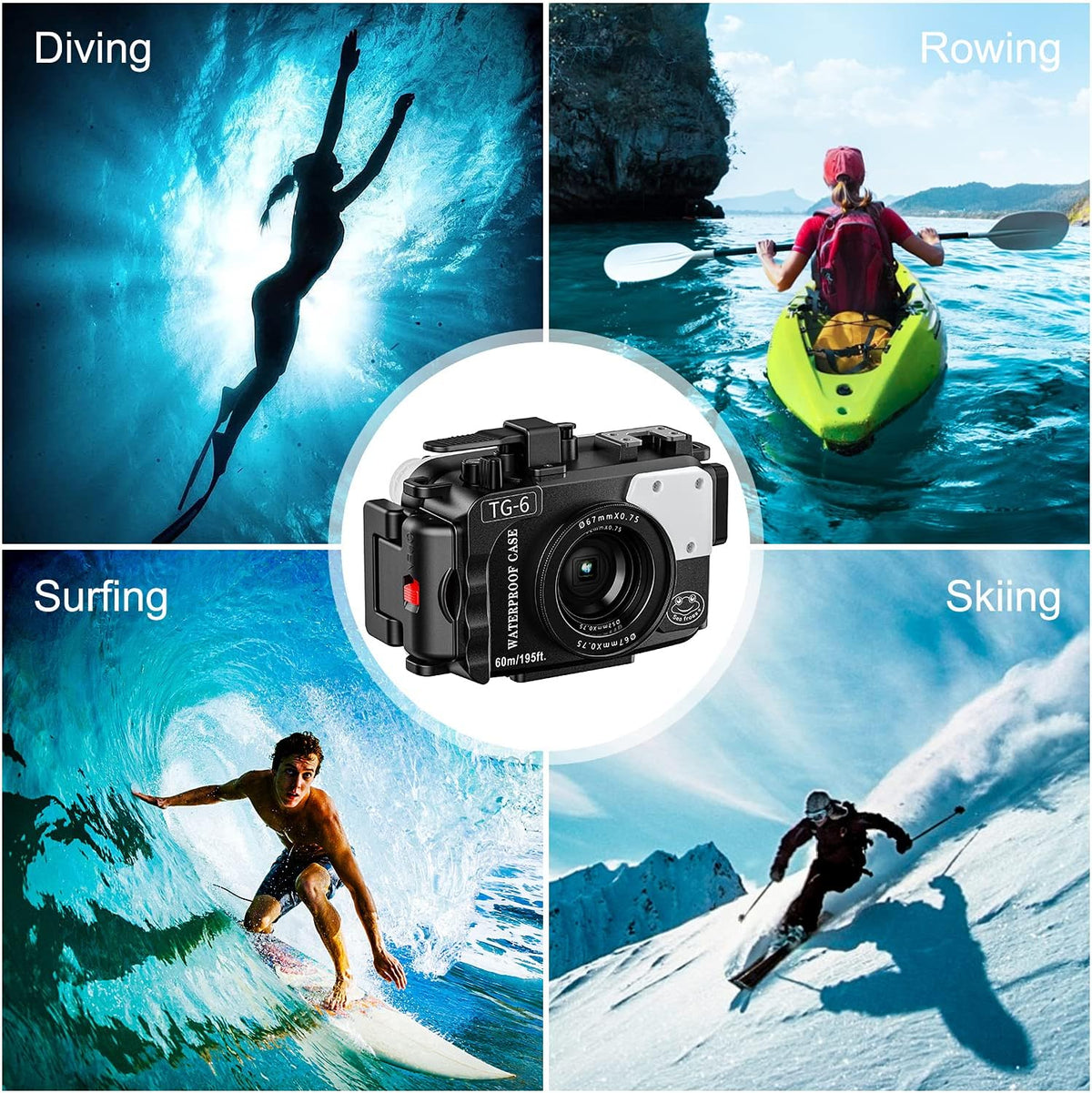 Black Waterproof Diving Case for Olympus TG-6 J44954