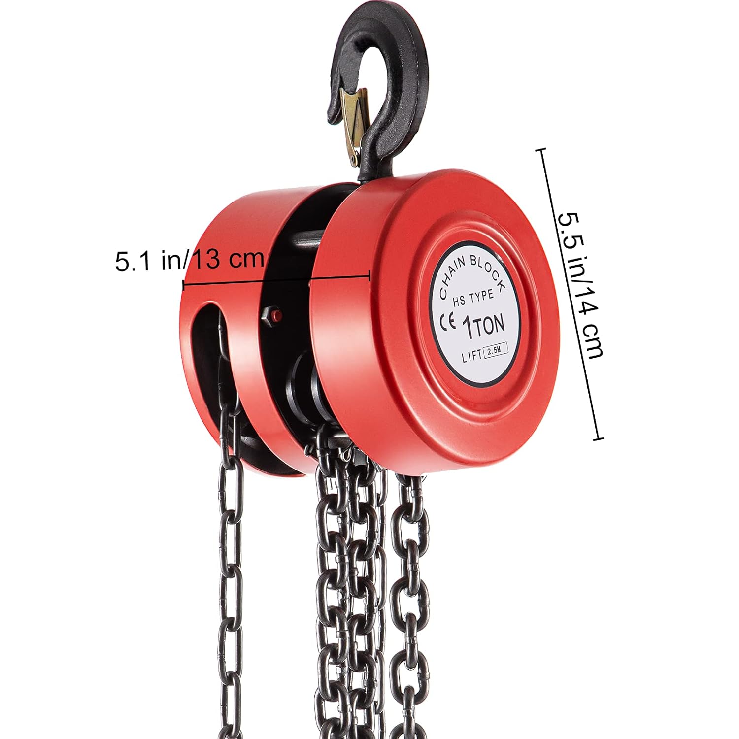 Red Pack of 2 Manual Chain Hoist, 2200 lbs Capacity, 8ft Lift F359454