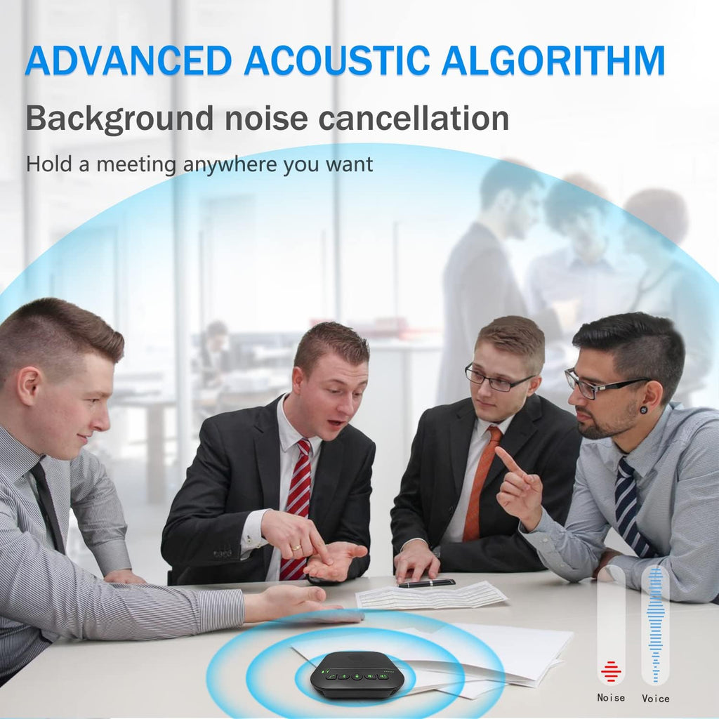 Bluetooth Speakerphone with 4 Microphones, Portable USB Conference Microphone, Pack of 2 D24253