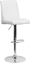 White Vinyl Adjustable Height Barstool with Chrome Base M879