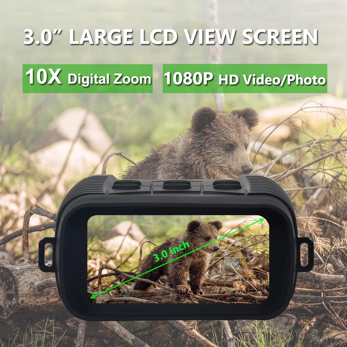 Digital Night Vision Binoculars Infrared Goggles 10X Zoom HD Photo 1080P Video 3.0 LCD Screen 32GB SD Card O9953