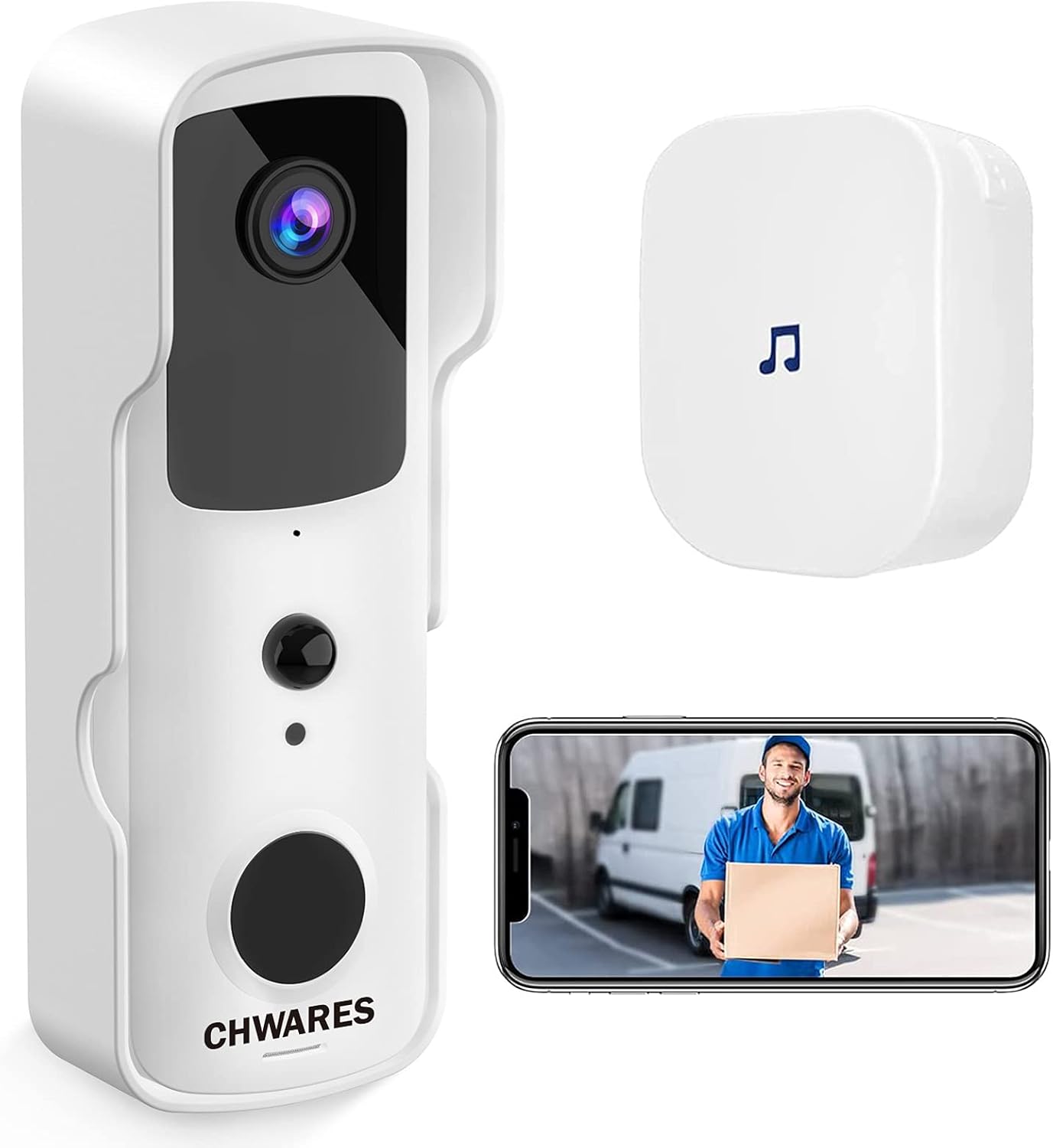 White Video Doorbell Camera 2 Pack with Chime C2825