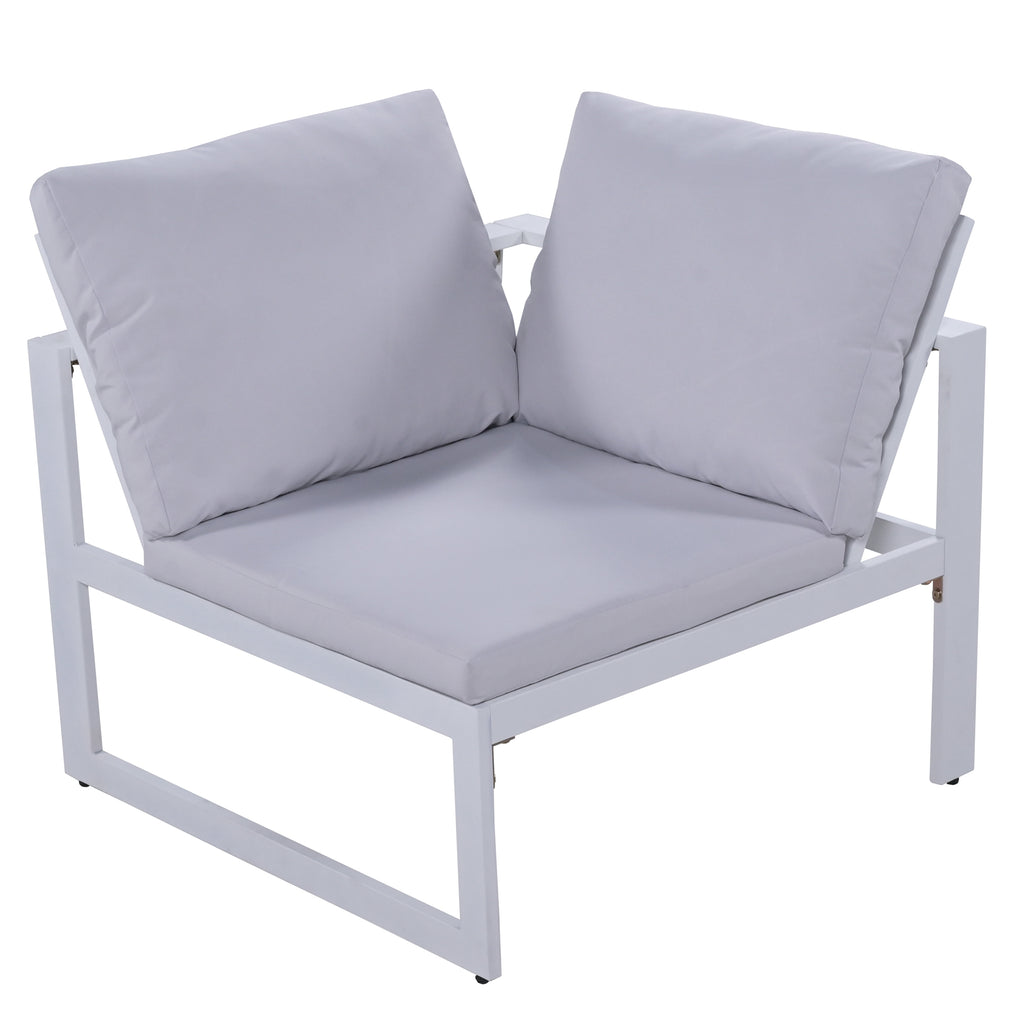 Industrial Style Outdoor Sofa Combination Set with 2 Love Sofa, 1 Single Sofa, 1 Table, 2 Bench K5966